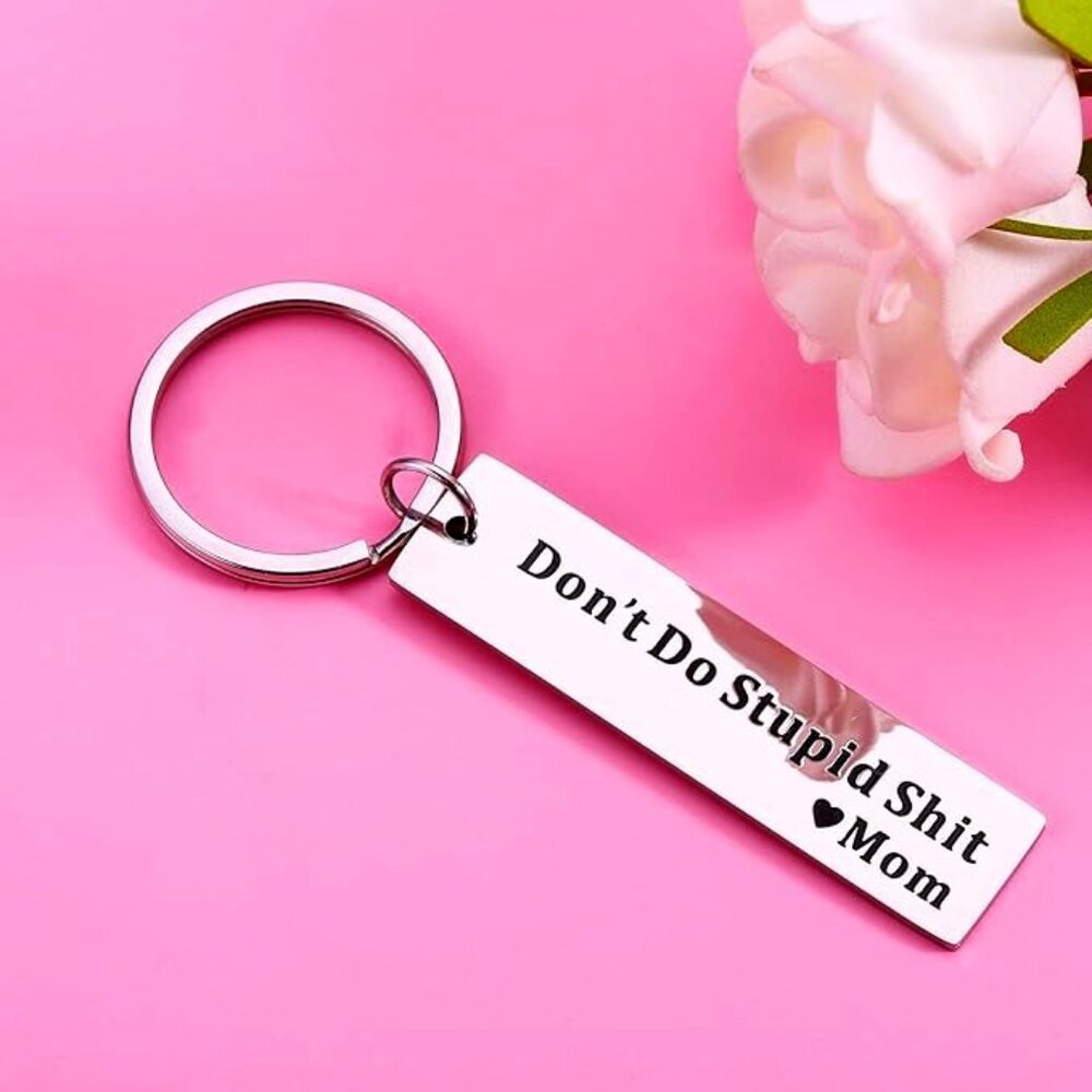 Bag Charm Key Chain - Don't Do Stupid ๐ฉLove Mom๐ - Picture 4 of 5